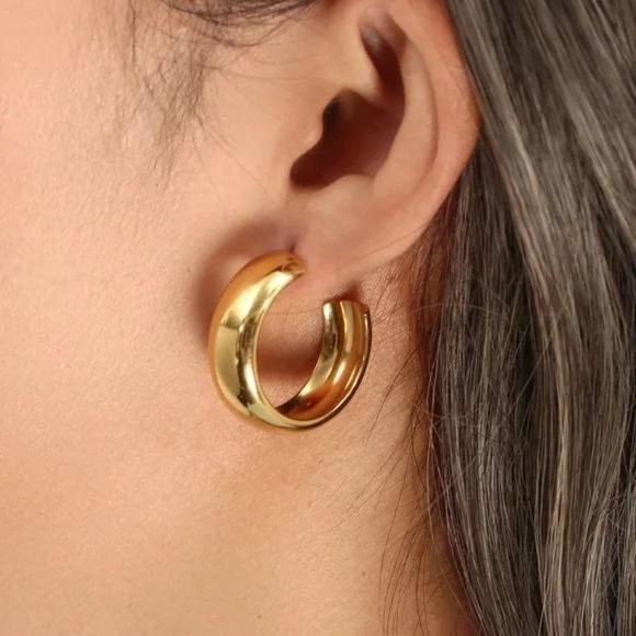 New Chunky Ice Hoop 18K Hoop Earrings, NICE EARRINGS, CUTE EARRINGS - Picture 2 of 7